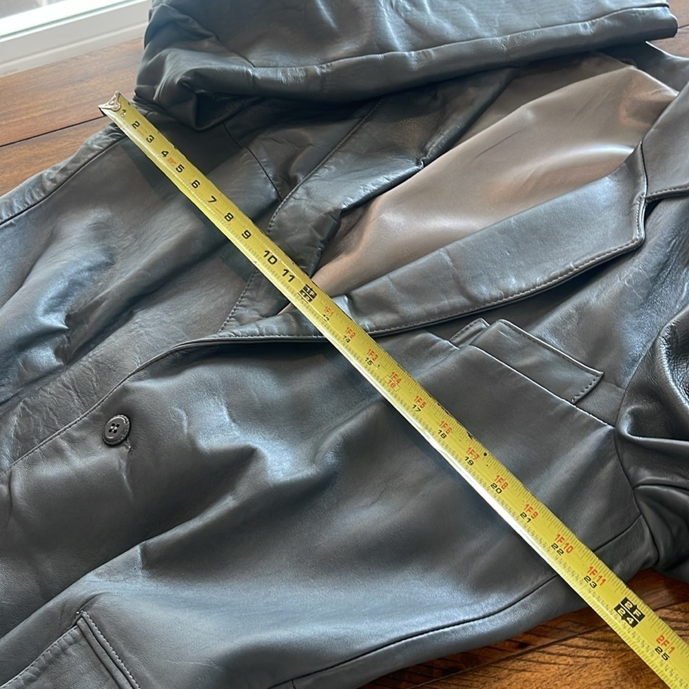 Vintage Grey Clipper Mist Men’s leather Coat size 46 X- long - Picture 4 of 14